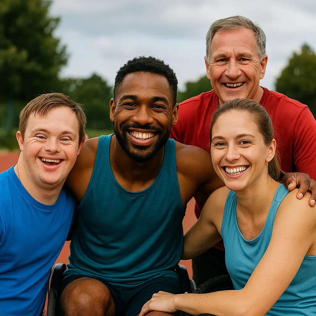 Sportifs valides et en fauteuil s’entraînant ensemble dans un club inclusif du Gard.