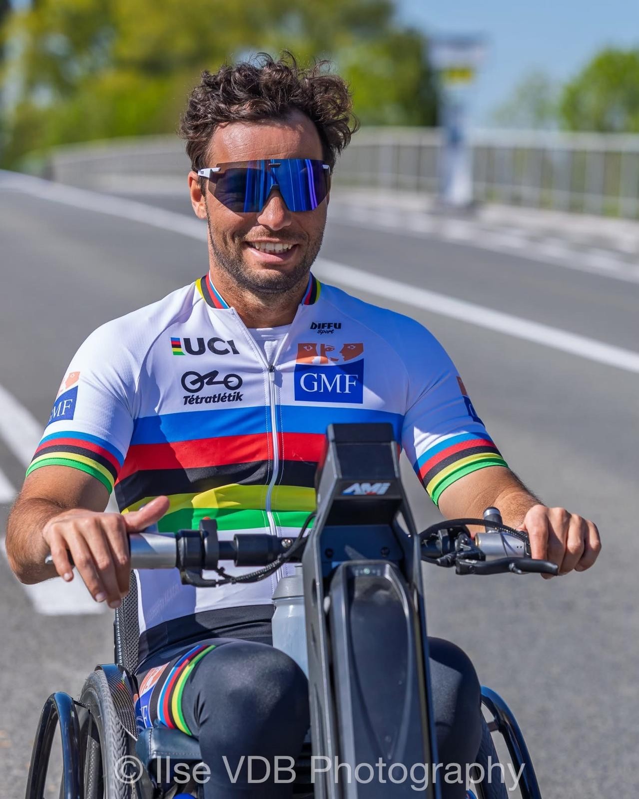 Florian Jouanny, champion paralympique de paracyclisme et spécialiste du handbike, lors de la Handi Gard Classic